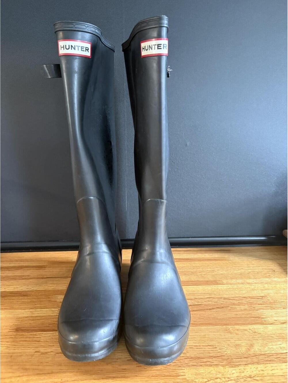 Hunter, Original Tall Rain Boots, black, size US 8